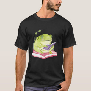 Cute Green Frog Reading Book Amine Read Lover Men T-Shirt