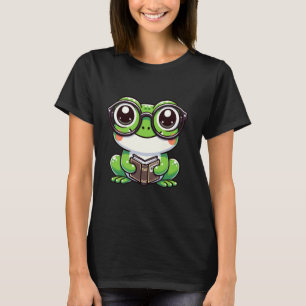 Cute Green Frog Reading Book Amine Read Lover Men T-Shirt
