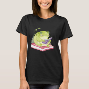 Cute Green Frog Reading Book Amine Read Lover Men T-Shirt