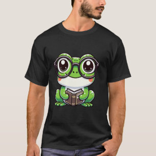 Cute Green Frog Reading Book Amine Read Lover Men T-Shirt