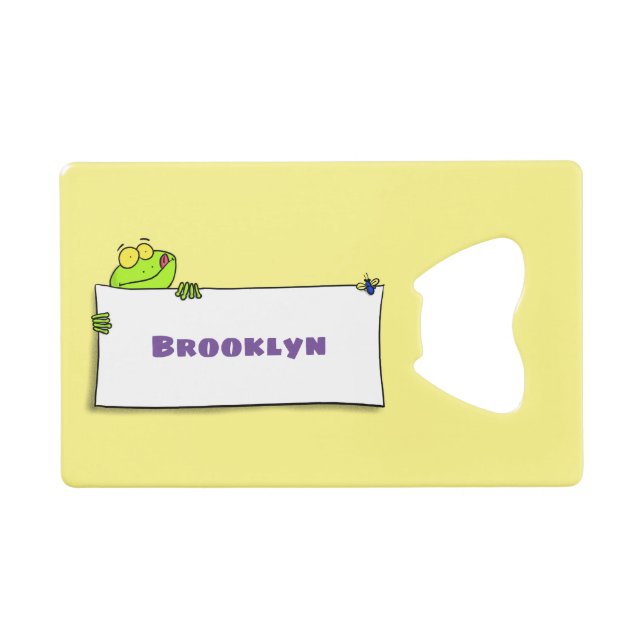 Cute green frog sign cartoon illustration (Front (Horizontal))