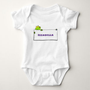 Cute green frog sign cartoon illustration baby bodysuit