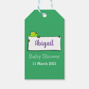 Cute green frog sign cartoon illustration gift tags