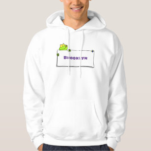 Cute green frog sign cartoon illustration hoodie