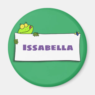 Cute green frog sign cartoon illustration magnet