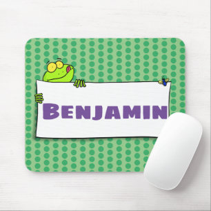 Cute green frog sign cartoon illustration mouse mat