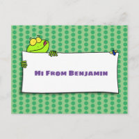 Cute green frog sign cartoon illustration