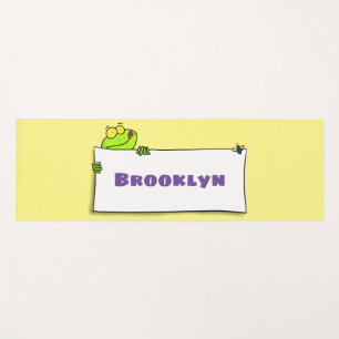 Cute green frog sign cartoon illustration yoga mat