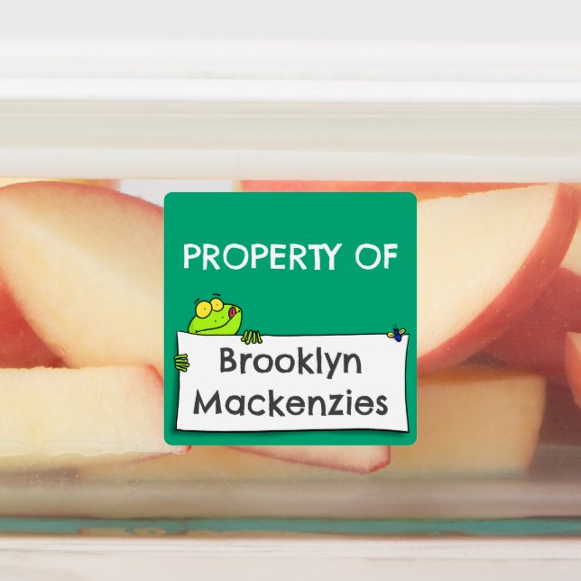 Cute green frog sign cartoon personalised (Affixed)