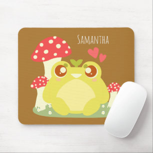 Cute Green Frog Sitting In Nature Mouse Mat