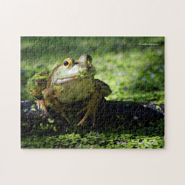 Cute Green Frog Strikes a Pose on the Hose Jigsaw Puzzle (Horizontal)