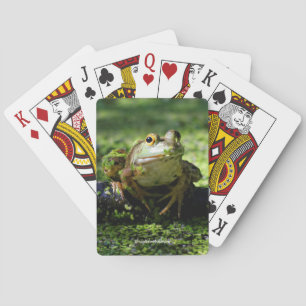 Cute Green Frog Strikes a Pose on the Hose Playing Cards