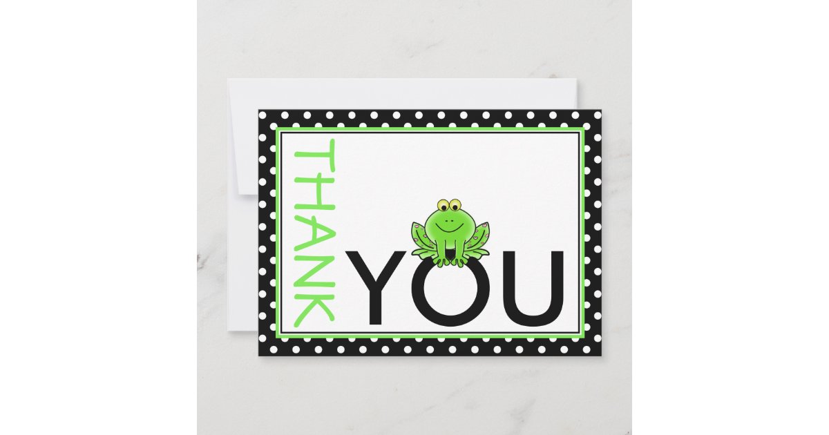 Cute Green Frog Thank You Note Card | Zazzle