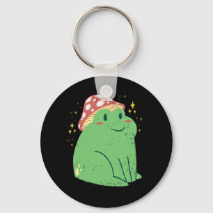 Cute Green Frog with Mushroom Hat Key Ring