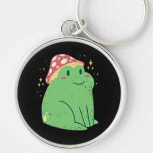 Cute Green Frog with Mushroom Hat Key Ring