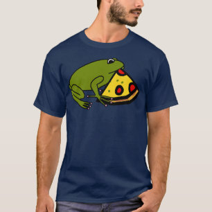 Cute Green Frog with Pizza Slice T-Shirt