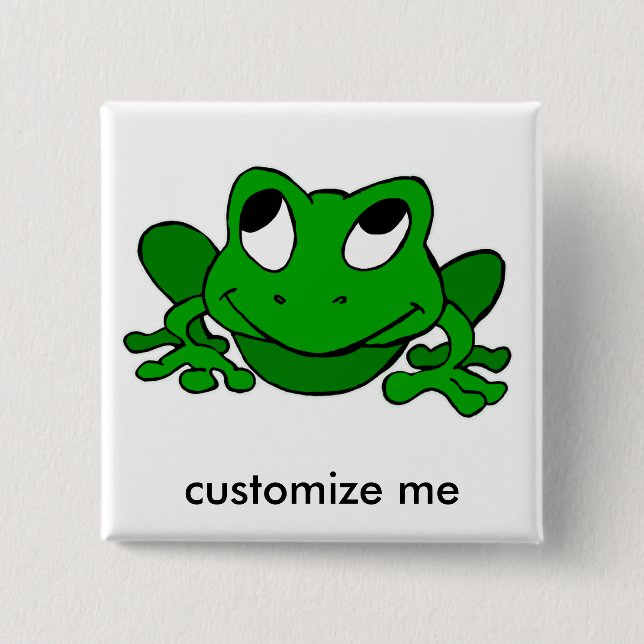 Cute Green Froggie 15 Cm Square Badge (Front)