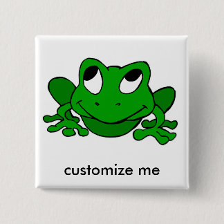 Cute Green Froggie 15 Cm Square Badge