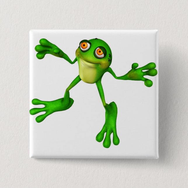 Cute Green Froggy 15 Cm Square Badge (Front)