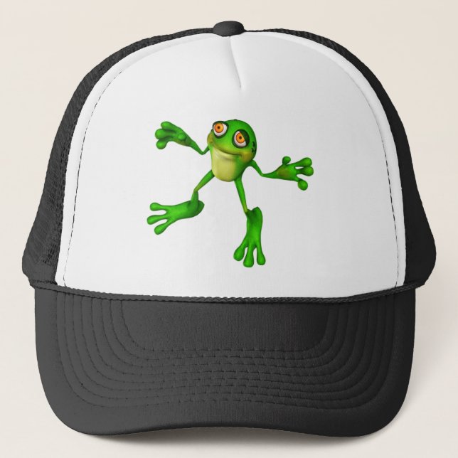 Cute Green Froggy Trucker Hat (Front)