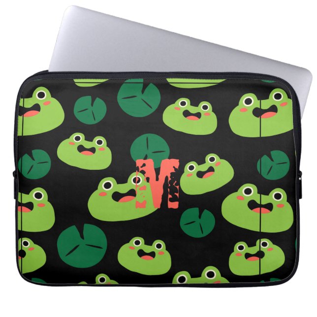 Cute Green Frogs   Laptop Sleeve (Front)
