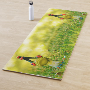 Cute Green Frogs Modern Meditation Yoga Mat