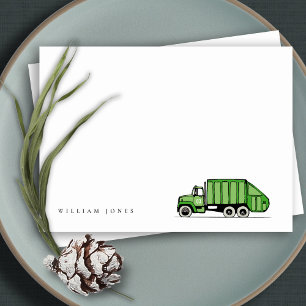 Cute Green Garbage Truck Kids Any Age Birthday Card