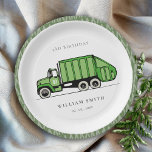 Cute Green Garbage Truck Kids Any Age Birthday Paper Plate<br><div class="desc">A Fun Cute Boys GARBAGE TRUCK THEME BIRTHDAY Collection.- it's an Elegant Simple Minimal sketchy Illustration of green garbage recycle truck,  perfect for your little ones birthday party. It’s very easy to customise,  with your personal details. If you need any other matching product or customisation,  kindly message via Zazzle.</div>