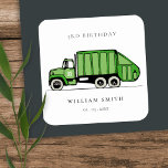 Cute Green Garbage Truck Kids Any Age Birthday Square Sticker<br><div class="desc">A Fun Cute Boys GARBAGE TRUCK THEME BIRTHDAY Collection.- it's an Elegant Simple Minimal sketchy Illustration of green garbage recycle truck,  perfect for your little ones birthday party. It’s very easy to customise,  with your personal details. If you need any other matching product or customisation,  kindly message via Zazzle.</div>