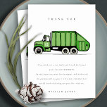 Cute Green Garbage Truck Kids Any Age Birthday  Thank You Card<br><div class="desc">A Fun Cute Boys GARBAGE TRUCK THEME BIRTHDAY Collection.- it's an Elegant Simple Minimal sketchy Illustration of green garbage recycle truck,  perfect for your little ones birthday party. It’s very easy to customise,  with your personal details. If you need any other matching product or customisation,  kindly message via Zazzle.</div>