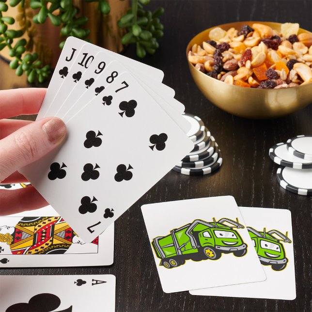 Cute Green Garbage Truck Playing Cards (Creator Uploaded)
