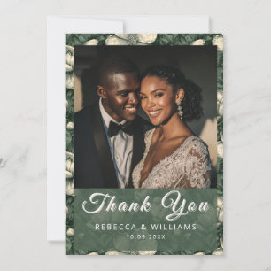 Cute Green Gardenias Inspired Countryside Wedding Thank You Card