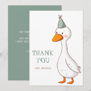 Cute Green Gender Neutral Silly Goose Thank You Card
