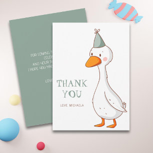 Cute Green Gender Neutral Silly Goose Thank You Card