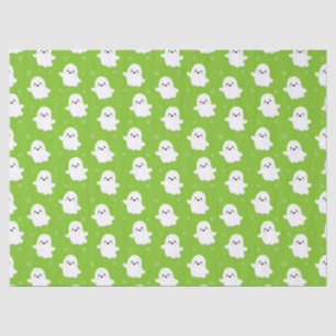 Cute Green Ghost Pattern – Halloween Design Tissue Paper