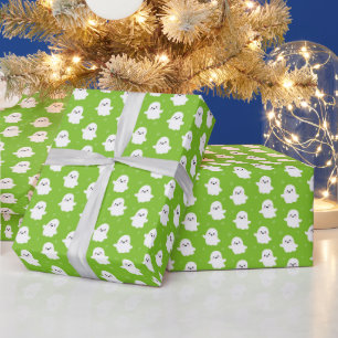 Cute Green Ghost Pattern – Halloween Design Wrapping Paper