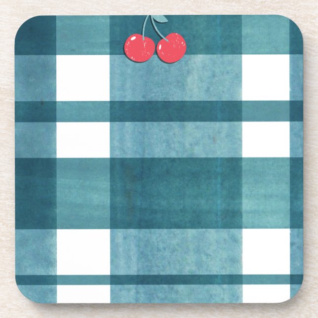 Cute green gingham coaster (Front)