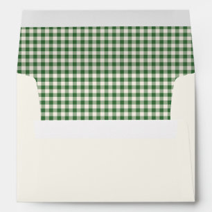 Cute Green Gingham Plaid Christmas Matching Envelope