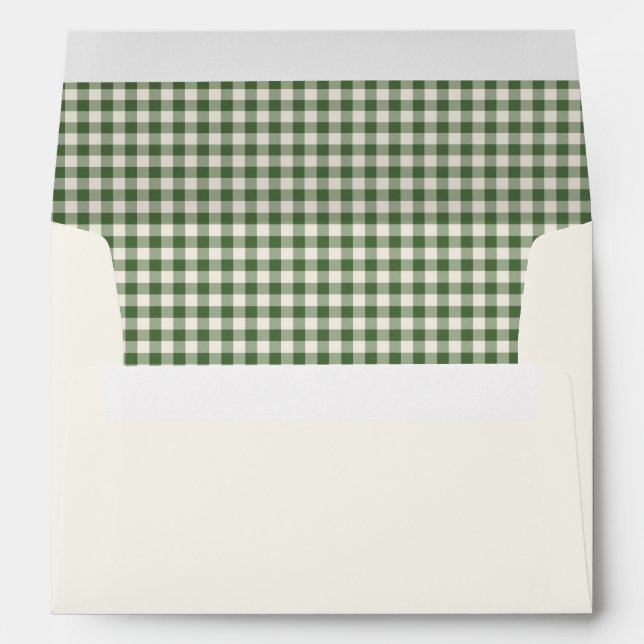 Cute Green Gingham Plaid Christmas Matching Envelope (Back (Bottom))