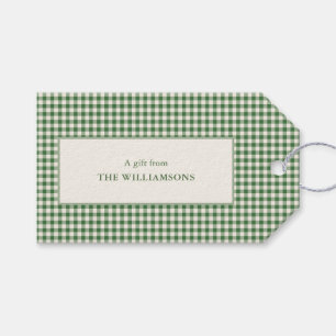 Cute Green Gingham Plaid Custom Gift From Holiday Tags