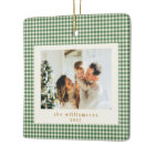 Cute Green Gingham Plaid Custom Photo Christmas