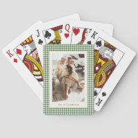 Cute Green Gingham Plaid Custom Photo Christmas