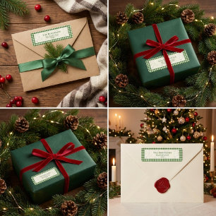 Cute Green gingham plaid Custom return address