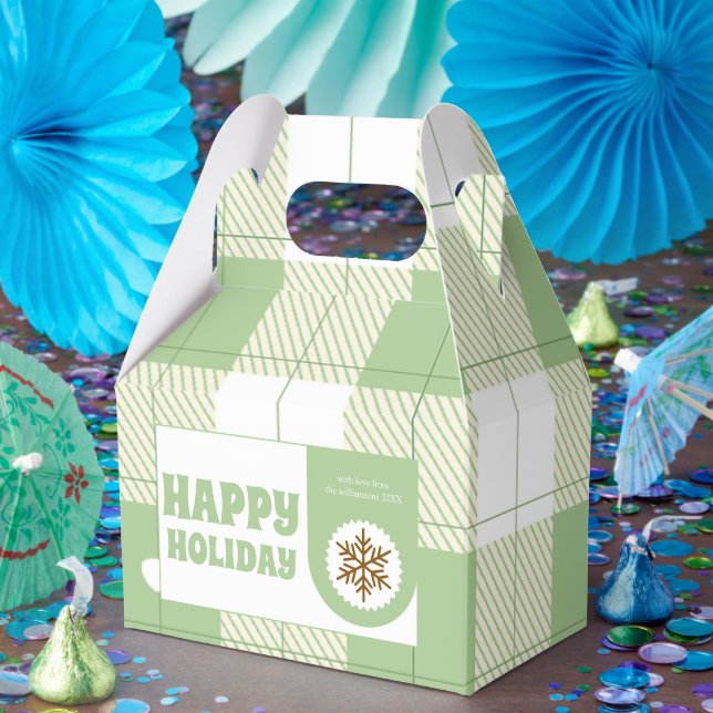Cute Green Gingham Plaid Holiday Favour Box (Party)