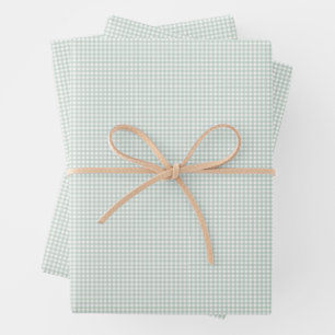 Cute green gingham simple classic checks wrapping paper sheet