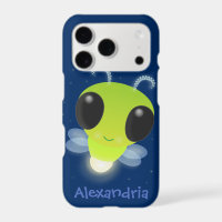 Cute green glow bug firefly cartoon illustration