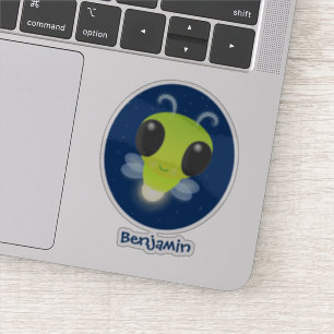 Cute green glow bug firefly cartoon illustration