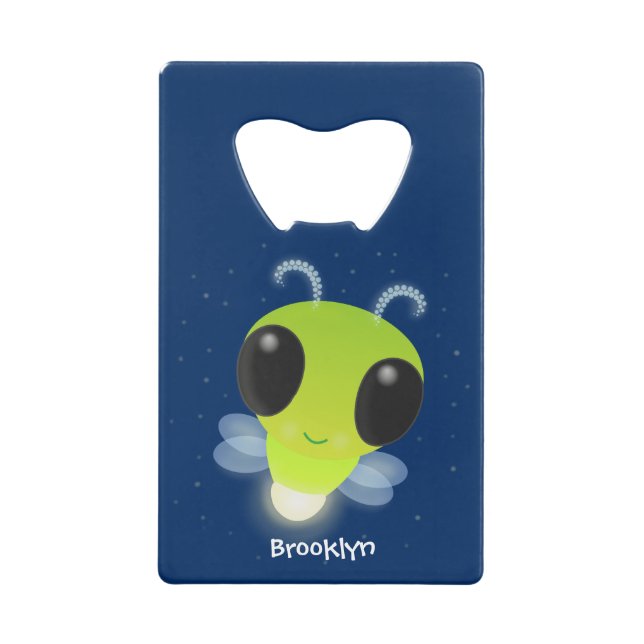 Cute green glow bug firefly cartoon illustration (Front)