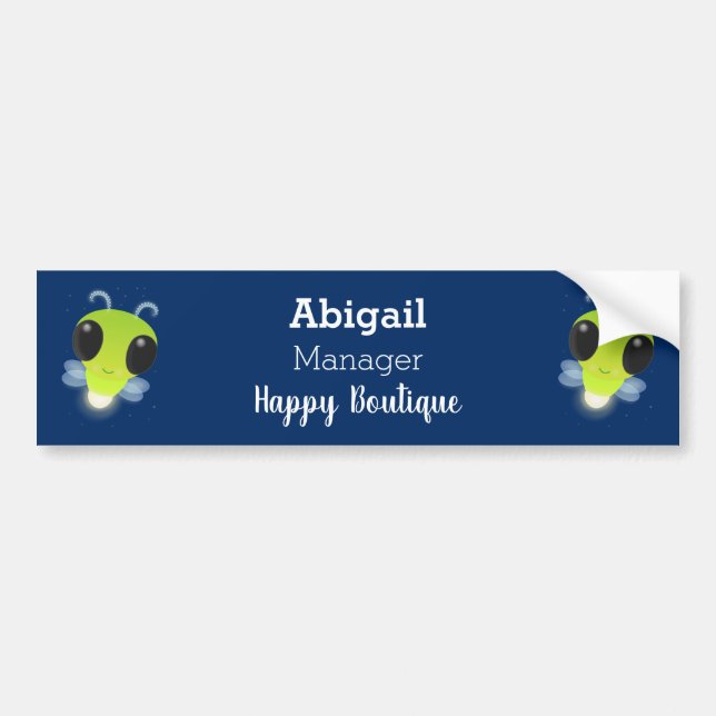 Cute green glow bug firefly cartoon illustration bumper sticker (Front)