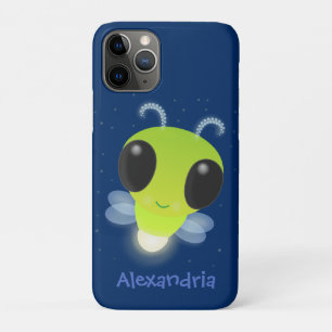 Cute green glow bug firefly cartoon illustration iPhone 11 pro case